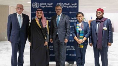 The appointed delegation of the Ministerial Committee of the Extraordinary Joint Arab-Islamic Summit meets with the Director-General of the World Health Organization