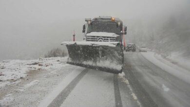 Several national and state roads were closed due to rain and snow