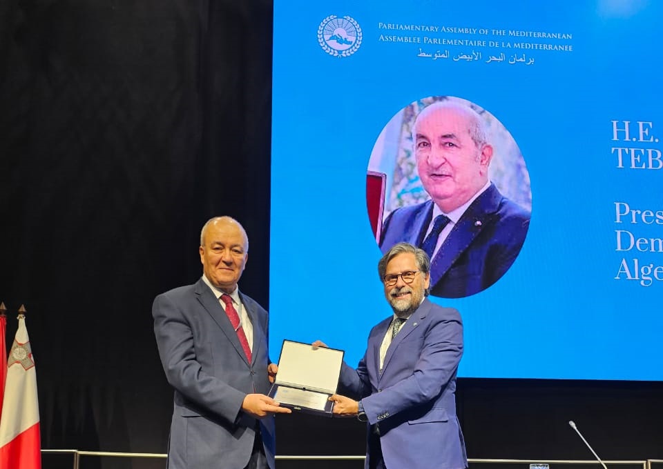 The Mediterranean Parliament awards President Tebboune the Excellence Award - New Algeria