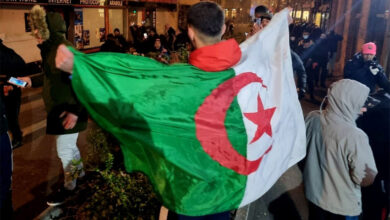 An Algerian is being beaten in a stadium in France because of the national flag!