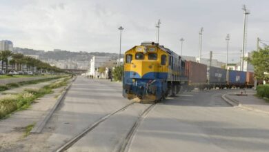 In the first train transportation experience... 48 containers depart from the port of Algiers - New Algeria