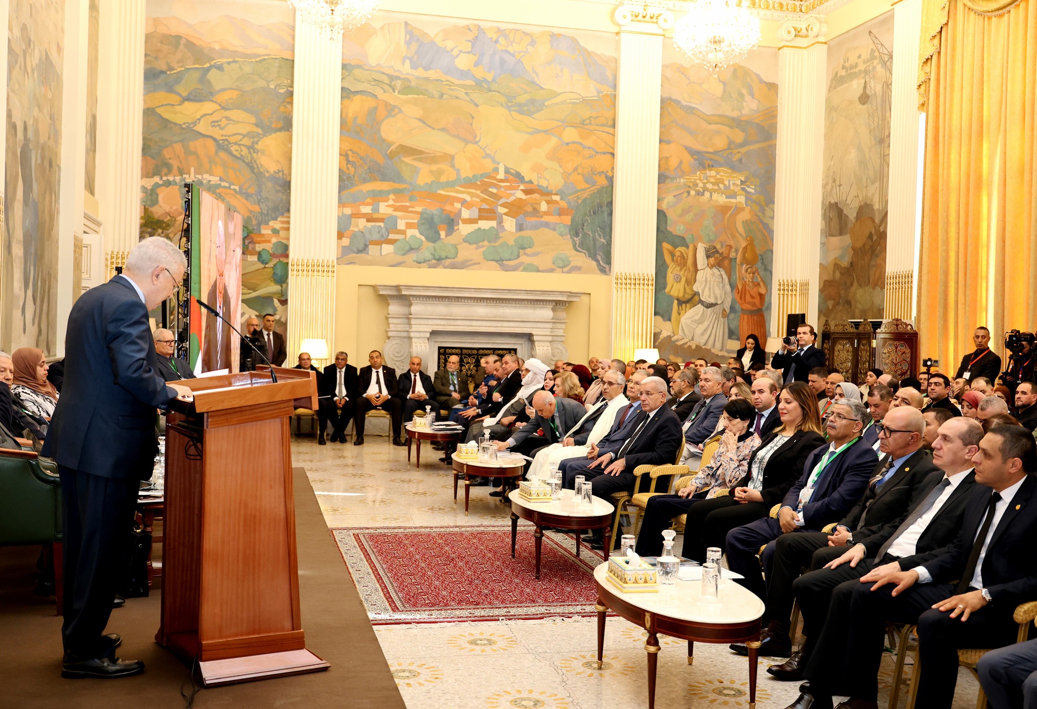 It could be an image of a podium, the Oval Office and text