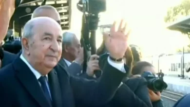 President Tebboune supervises the reception of a train transporting the first shipments of iron ore from the Gara Jbeilat mine - New Algeria
