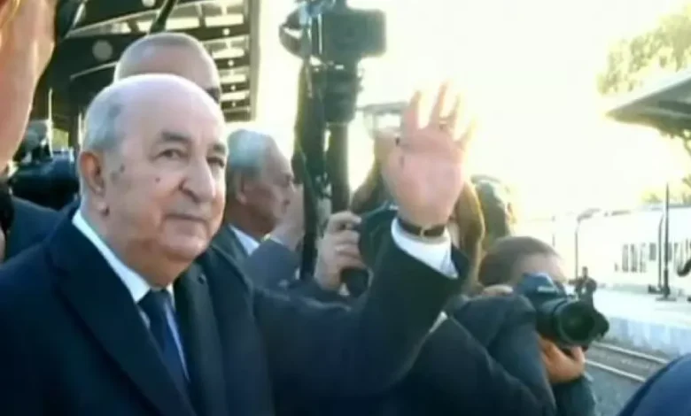 President Tebboune supervises the reception of a train transporting the first shipments of iron ore from the Gara Jbeilat mine - New Algeria