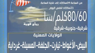 Strong winds will blow tomorrow, Monday, in these states - New Algeria